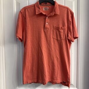 Normal Brand Polo Shirt Mens Medium Stretch Cotton Casual Elephant Logo Salmon